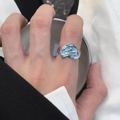 Amora™ | Silver Ring with Blue Heart-Shaped Stone
