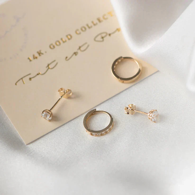 Brillane™ | Golden Stone Earring Set