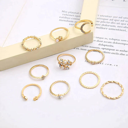 Boho™ | Set of 10 Pairs of Rings in Silver and Gold