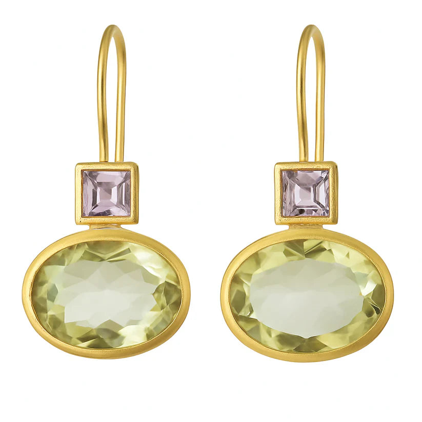 Vintage™ | Green Crystal and Gold Earrings for Women