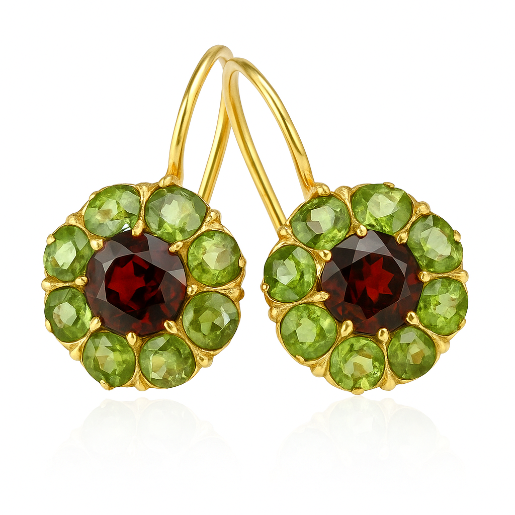 Vintage™ | Green and Red Crystal Drop Earrings
