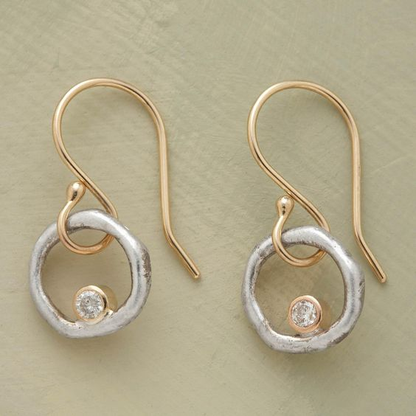 Leon™ | Vintage Gold Earrings with Silver Zirconia